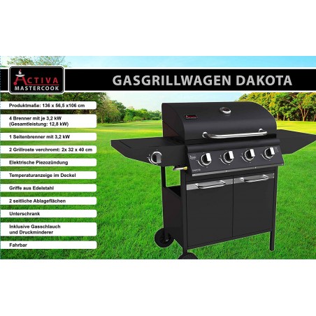 BBQ Grillwagen Gasgrill Dakota Edelstahl Barbecue Garten Grillen broilcue® 